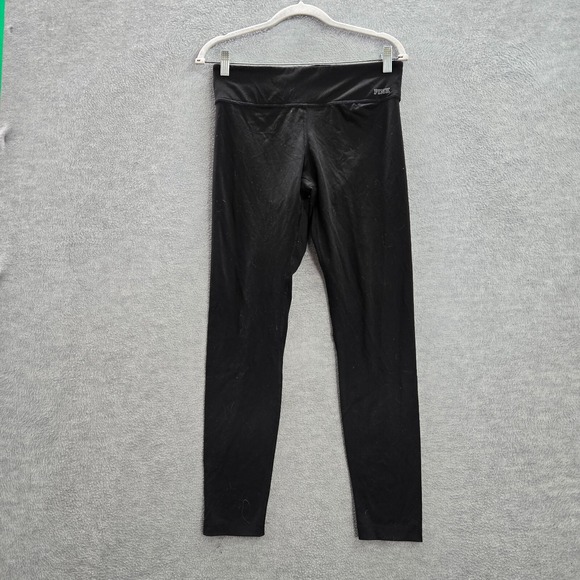 PINK Victoria's Secret Women Activewear Pants M Black Ultimate Leggings Logo - Picture 1 of 12